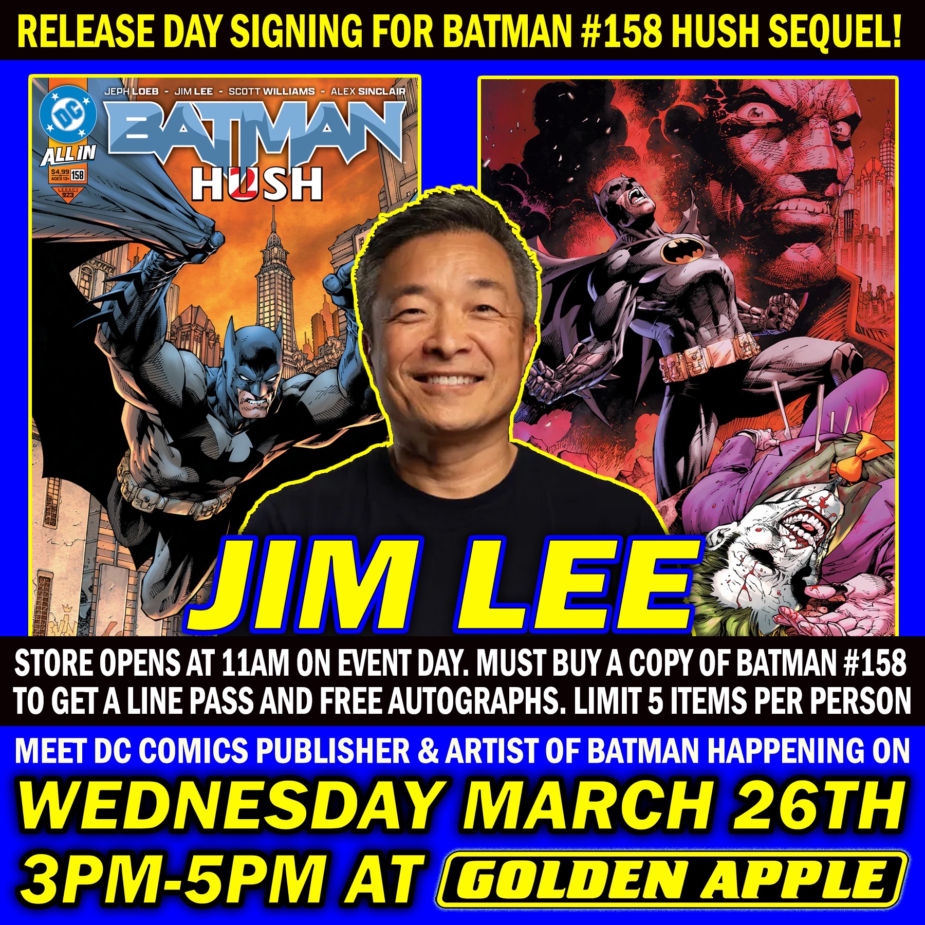 Jim Lee Store Signing for Batman 158 H2SH Sequel at Golden Apple