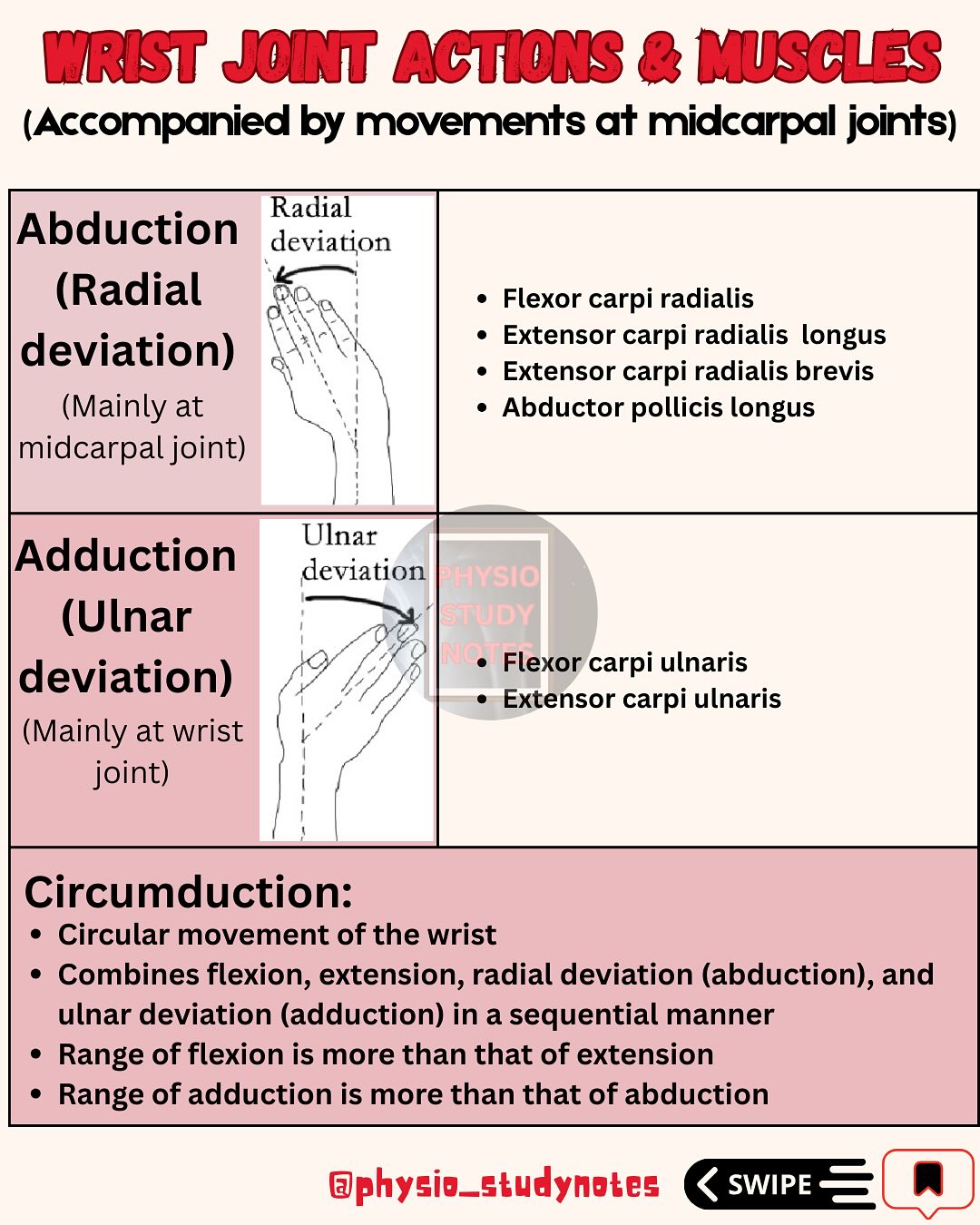 Wrist joint - actions & key muscles!... - Physio_studynotes | Facebook