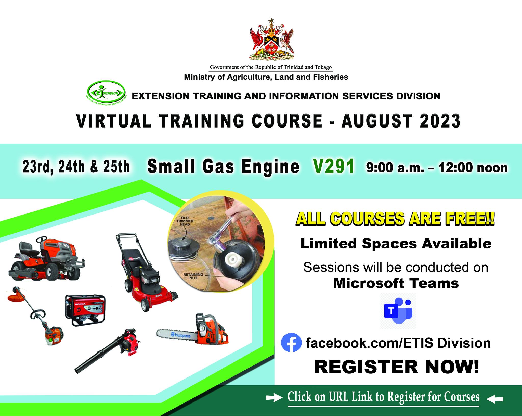 FREE TRAINING... - Ministry of Agriculture and Fisheries | Facebook