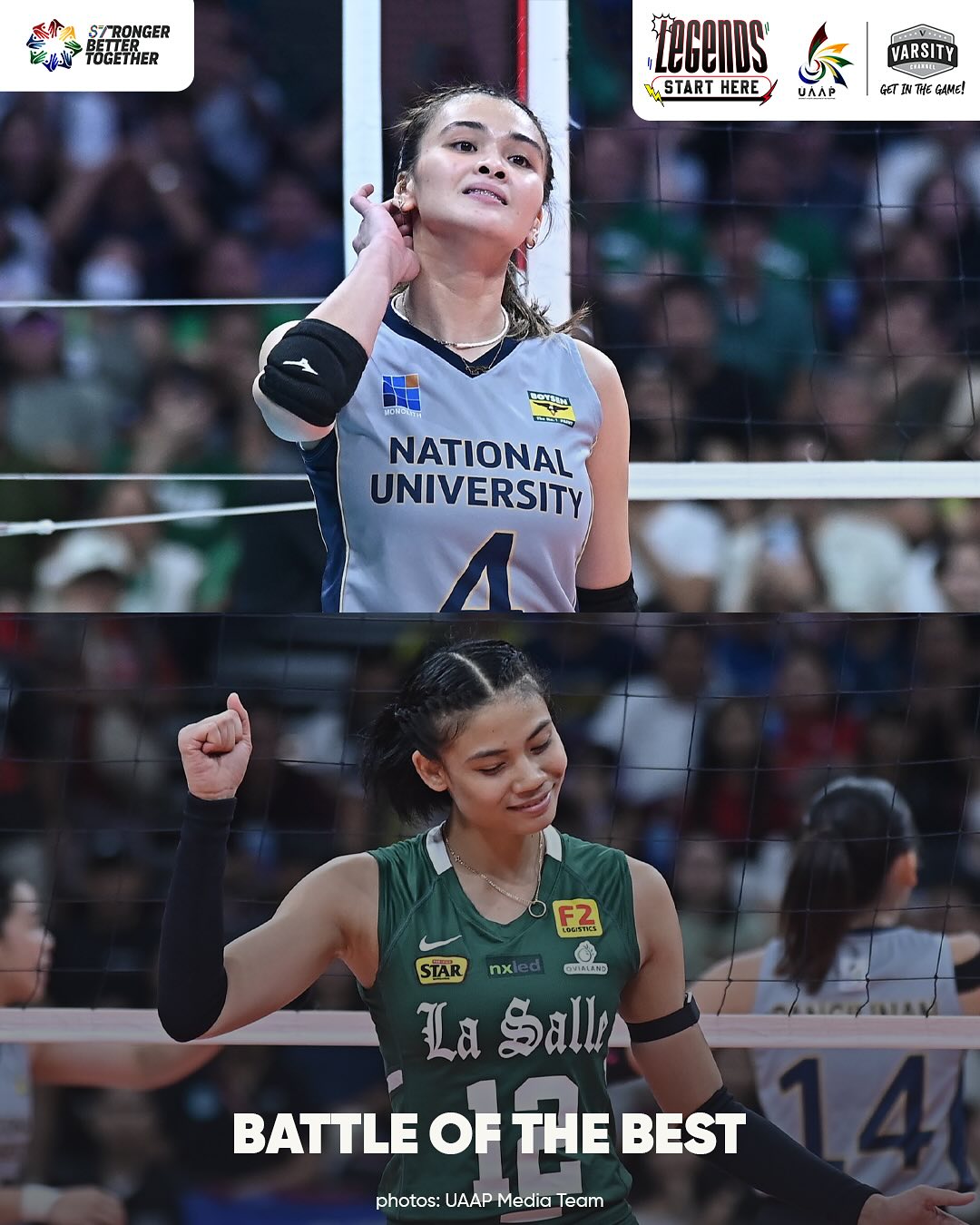 UAAP Varsity Channel - LARO 🤝 SWAG The NU 🐶- DLSU 🏹 women’s volleyball ...