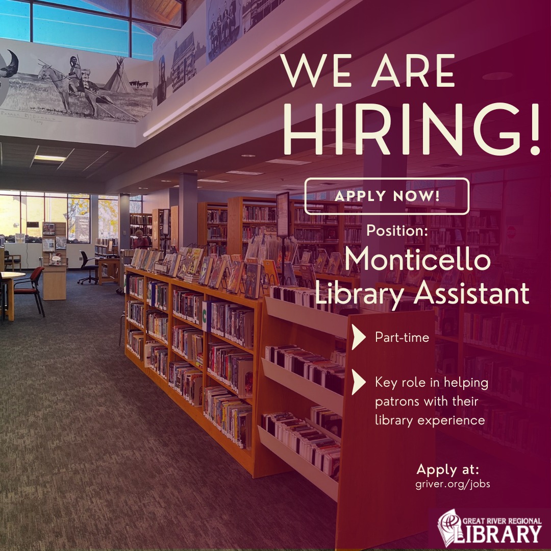 Monticello - We are hiring! Apply to be a Monticello Library Assistant ...