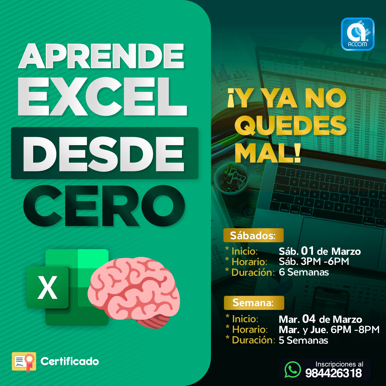 ACCOM PERÚ - 👷‍♂️👷‍♀️ #PIURA | 🔴#cursos #Excel 👉 SEMANA DE... | Facebook