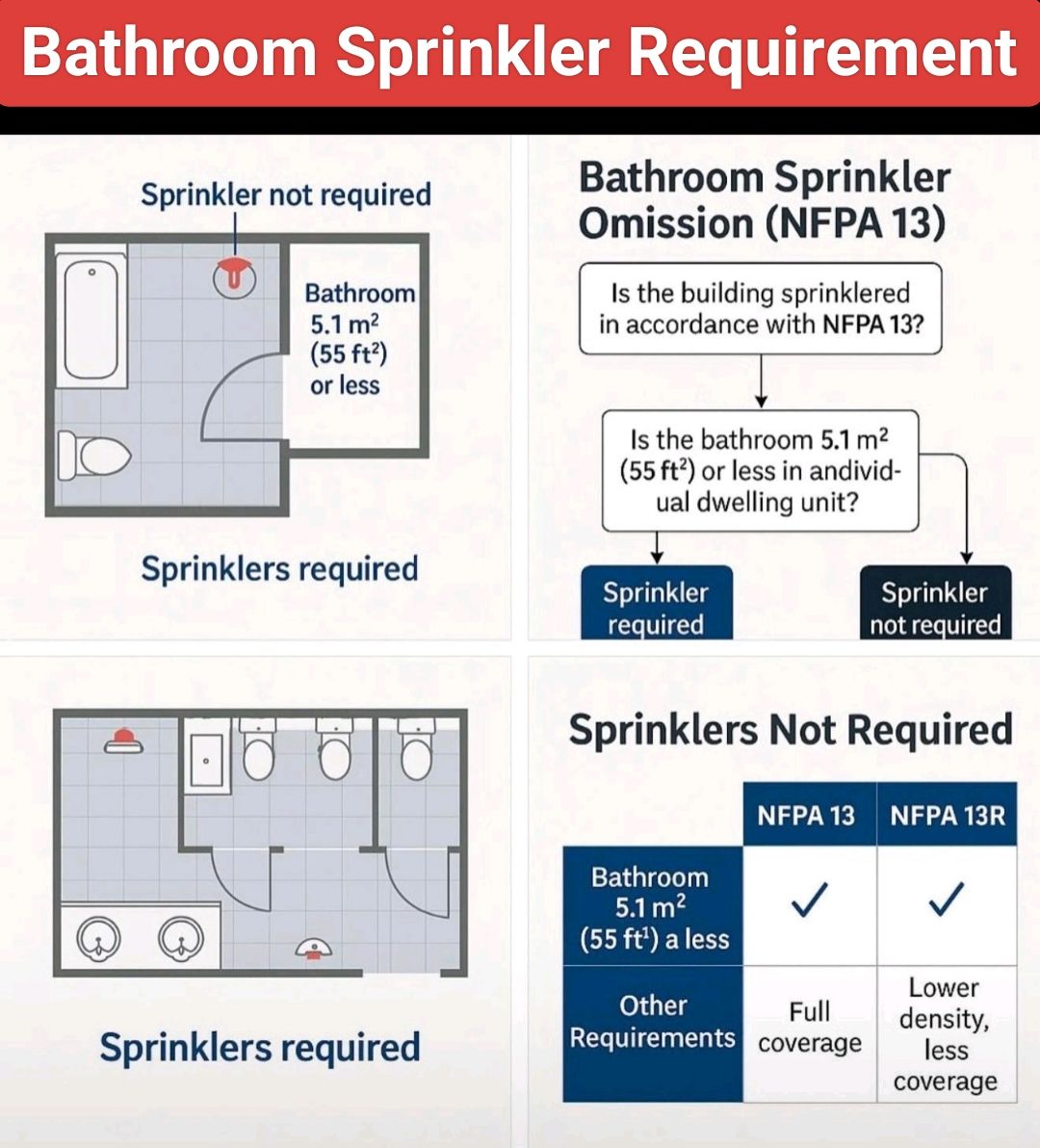 Fire-fighting - NFPA 13 Bathroom Sprinkler Requirement‼️💥💥💥🔥 Per NFPA ...
