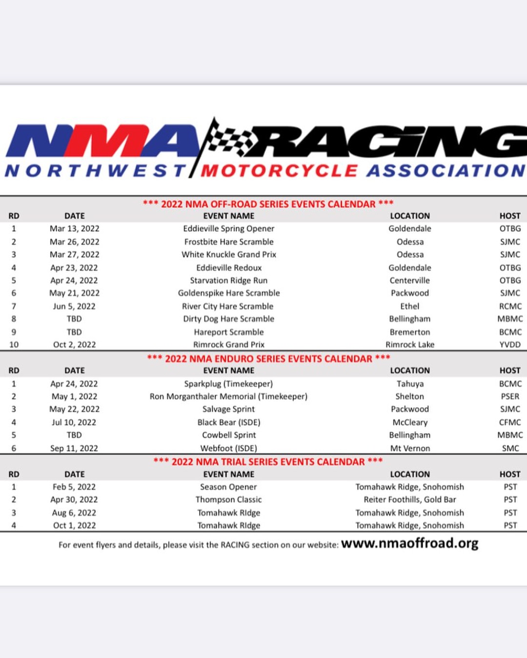 NMA Racing - Here it is: 2022 schedule. Still waiting on... | Facebook