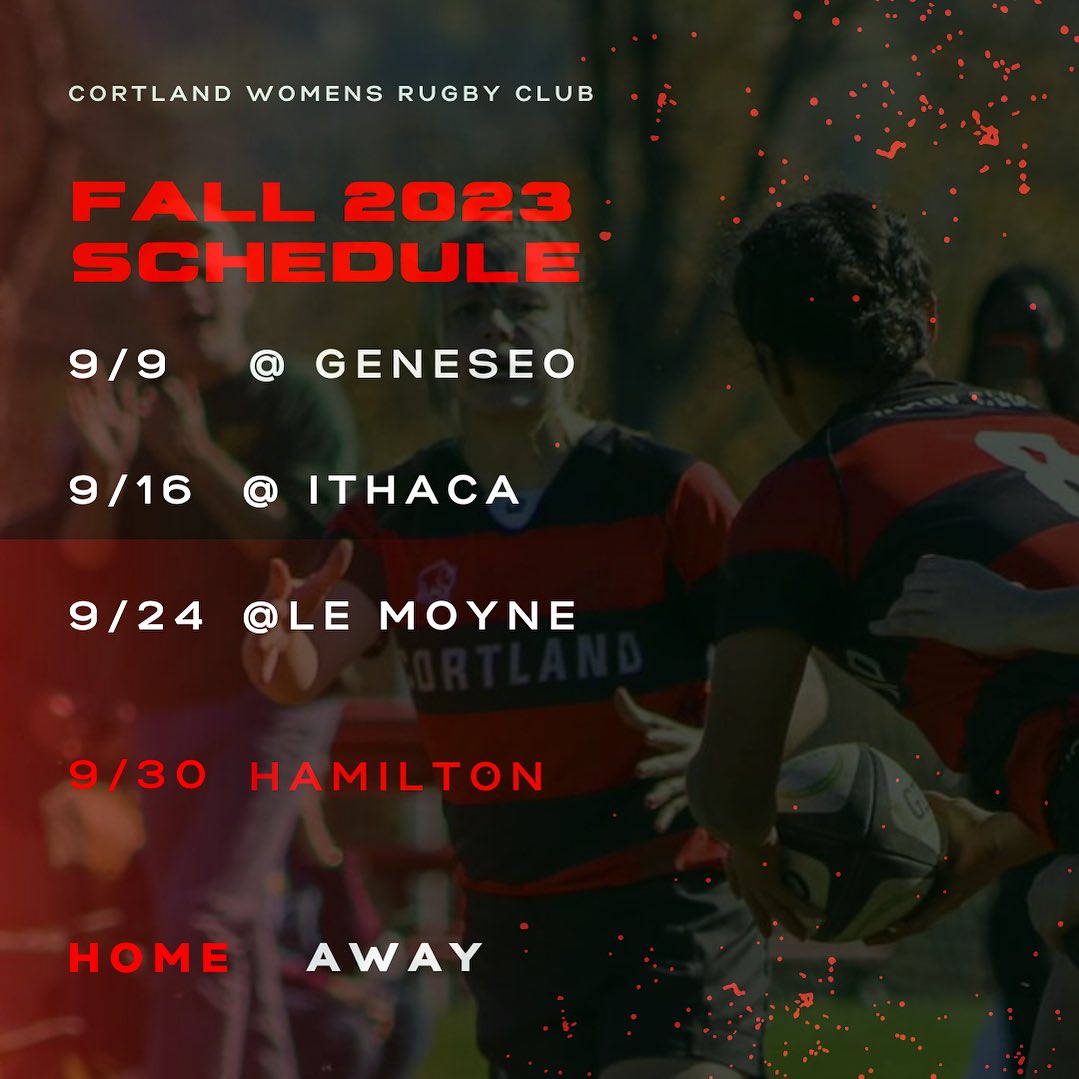 UPDATED fall 2023 schedule!! We... - Cortland Women's Rugby