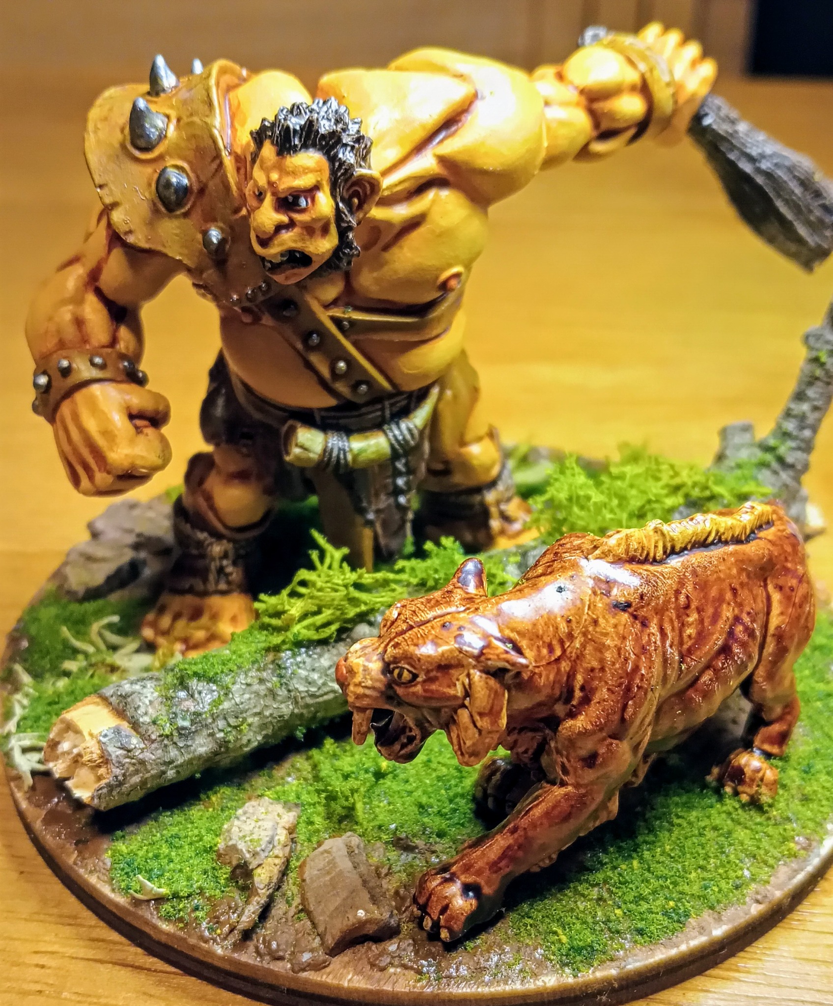 Hill giant hunter and dire lion Reaper miniatures