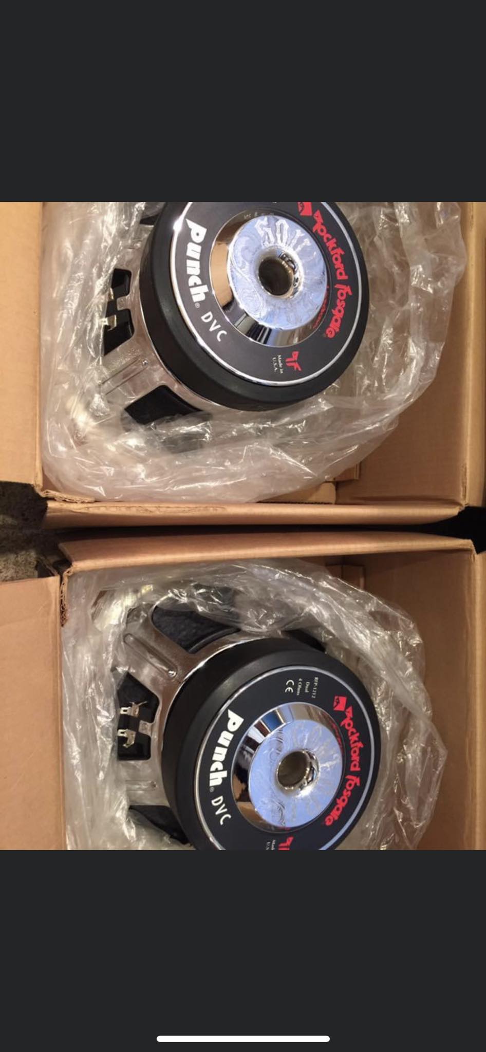 Rockford Fosgate Punch Power 250m2 amp and chrome DVC 12's