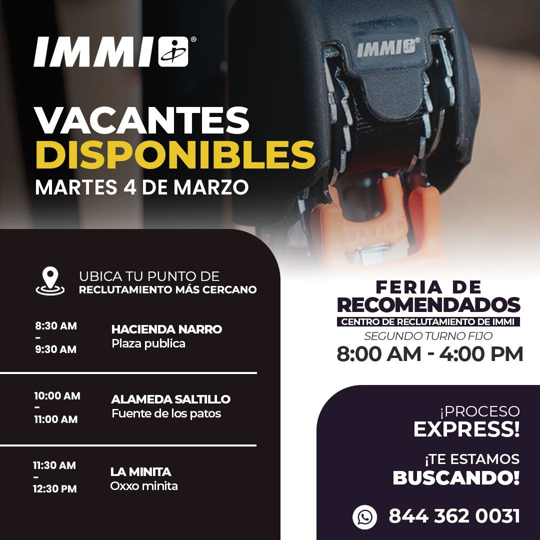📢 ¡Únete a nuestro equipo en... - IMMI Reclutamiento Saltillo | Facebook