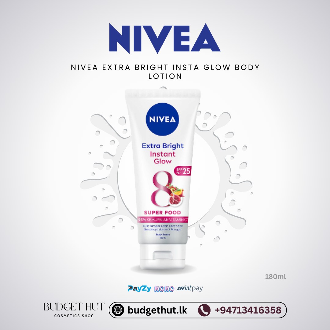 🌟 Achieve radiant skin with NIVEA Extra Bright Insta Glow Body Lotion! This lightweight lotion is enriched with superfood ingredients to provide instant hydration and a luminous glow. Perfect for daily use