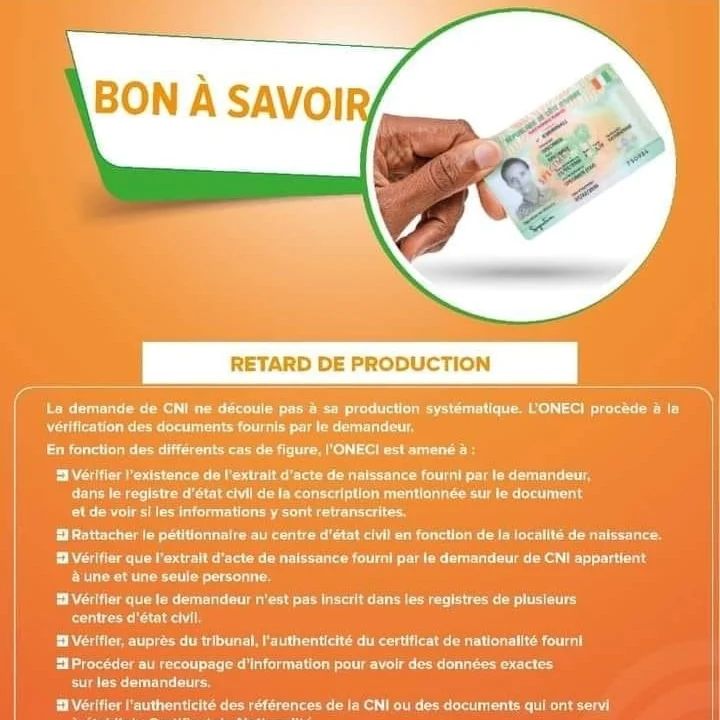 𝐎𝐍𝐄𝐂𝐈| 𝐑𝐄𝐓𝐀𝐑𝐃 𝐃𝐄 𝐏𝐑𝐎𝐃𝐔𝐂𝐓𝐈𝐎𝐍 L’ONECI appelle l’attention de ses usagers ...
