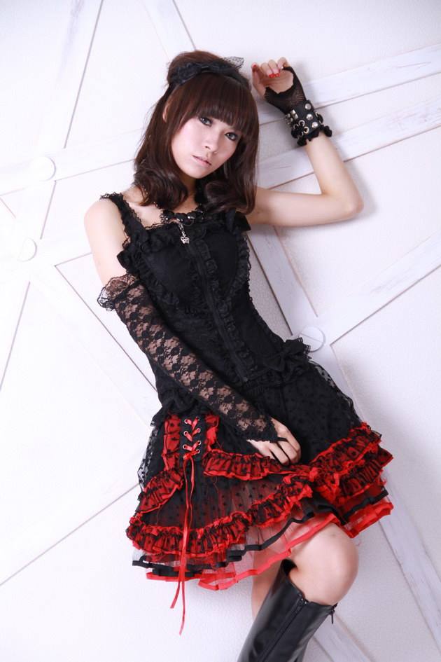 RQ-BL RED QUEEN'S BLACK LEGION STEAMLACE SKIRT ROK BLACK/BROWN SP166 STEAMPUNK