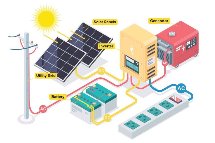 How its Works | This diagram illustrates a hybrid solar power system ...