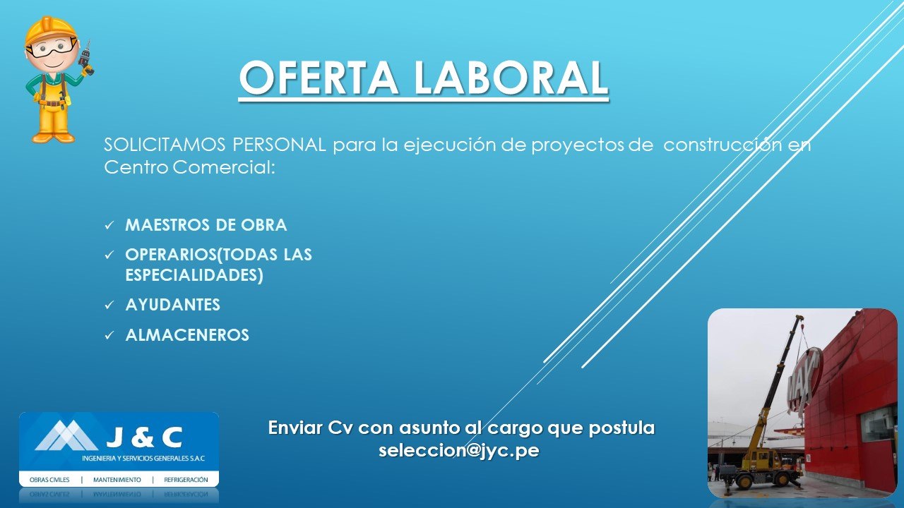 J & C Ingeniería y Servicios Generales SAC - OFERTA LABORAL!!! 📣👫 ...