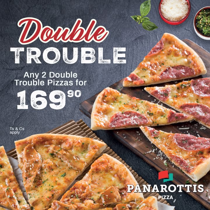 Panarottis - Choose 2 from our Double Trouble pizza selection for only ...