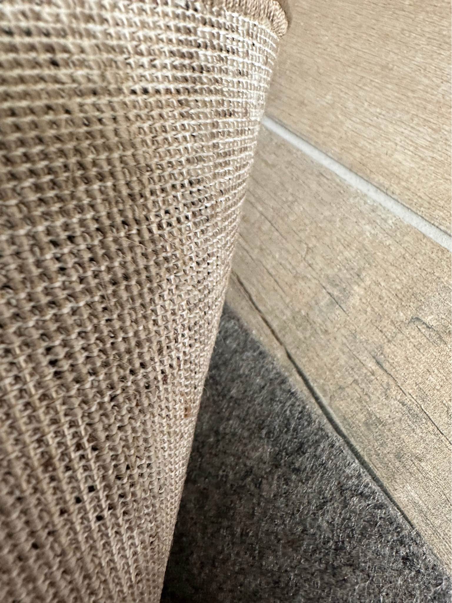 Custom made area rug with padding and binding. Beige/brown/tan, 12’ x ...