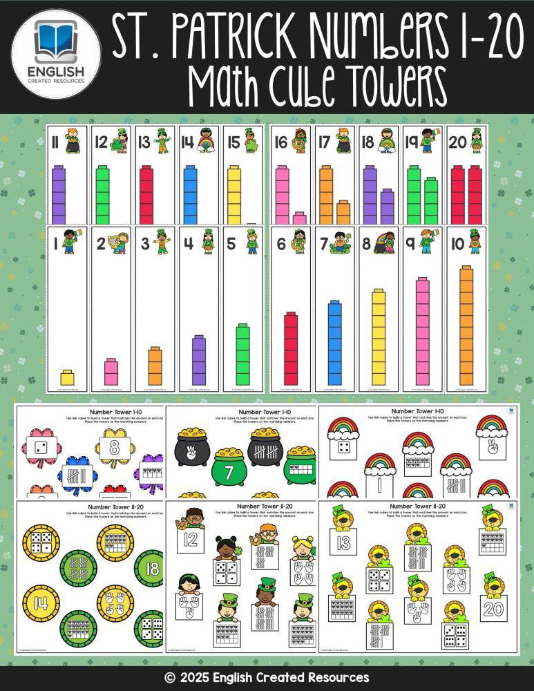 Createdres.com - St. Patrick's Day Math Cube Towers A... | Facebook