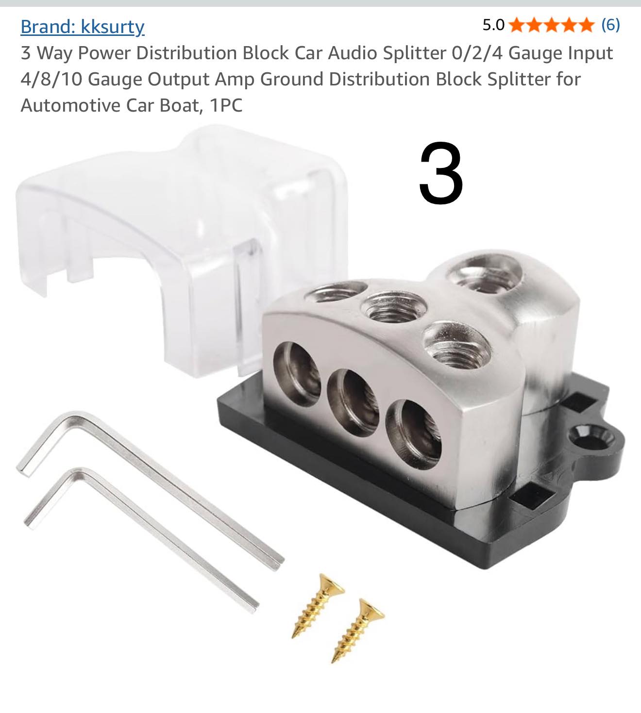 Car Audio Splitter Amp Power 0/2/4 Gauge In 4/6/8 Gauge Out Distribution Block