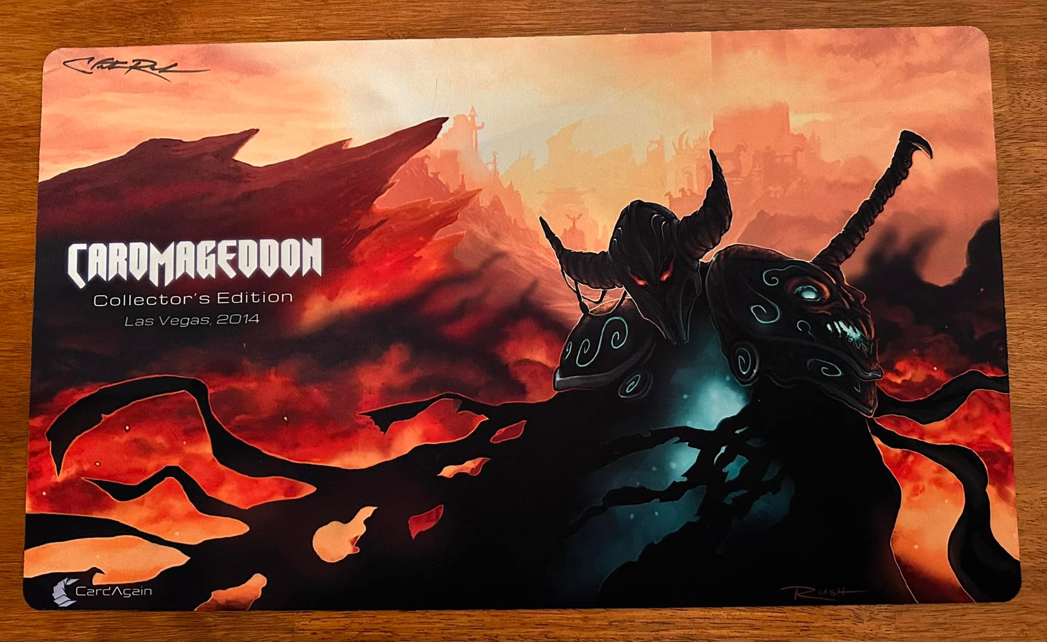 Signed Magic: The Gathering playmat from Las Vegas 2014
