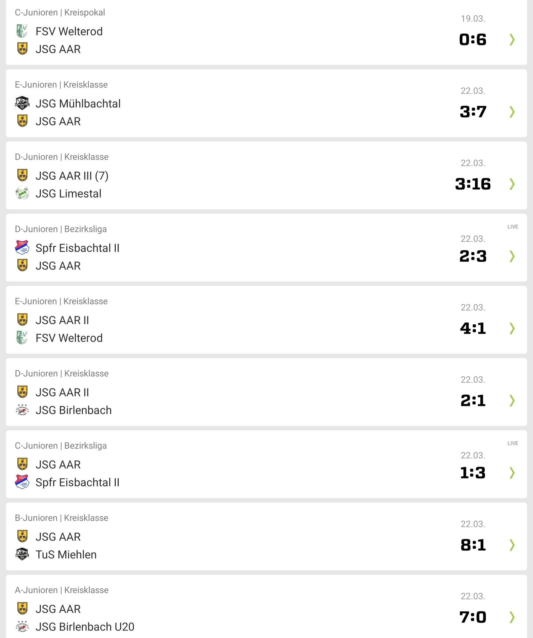 Jugendspielgemeinschaft - ‼️Ergebnisse von dieser Woche der JSG AAR ‼️ ...