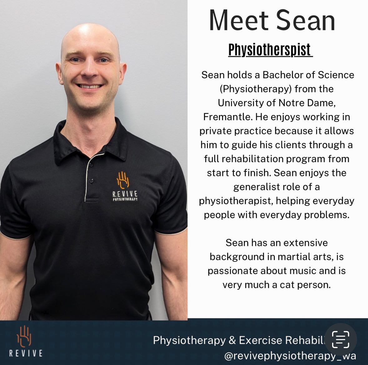 Meet Sean 👋 Sean holds a Bachelor... - Revive Physiotherapy | Facebook