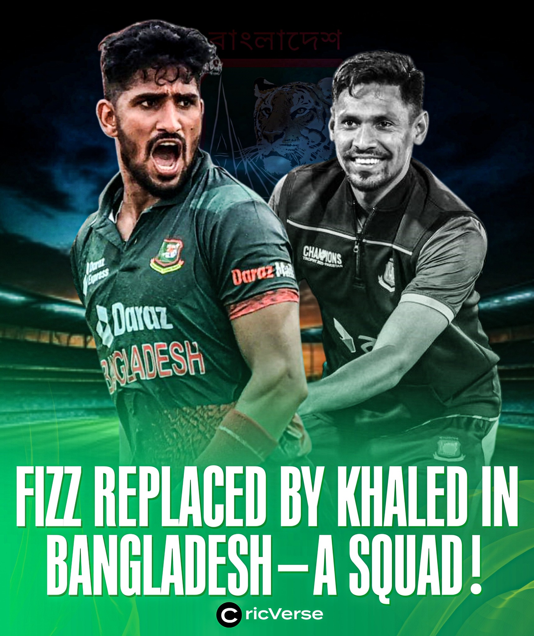 CricVerse - FIZZ OUT KHALED IN Mustafiz has been replaced by Khaled in ...