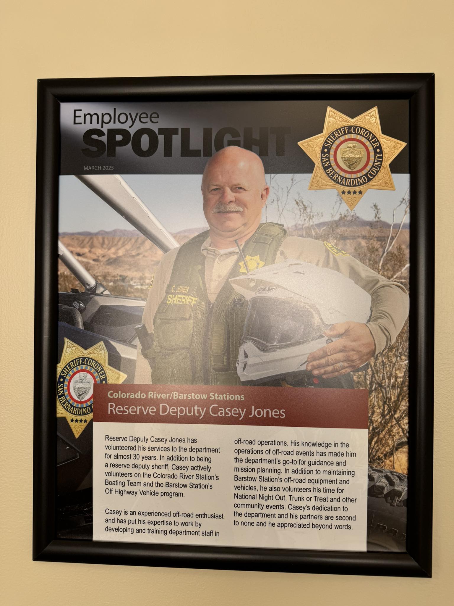 SBCSD - We are proud to announce that Reserve Deputy Casey Jones has ...