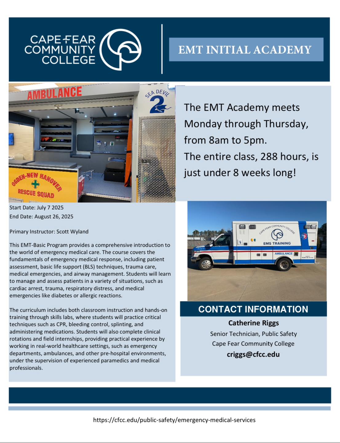 Cape - ⭐️ EMT Basic Academy ⭐️ Cape Fear Community College EMS has ...
