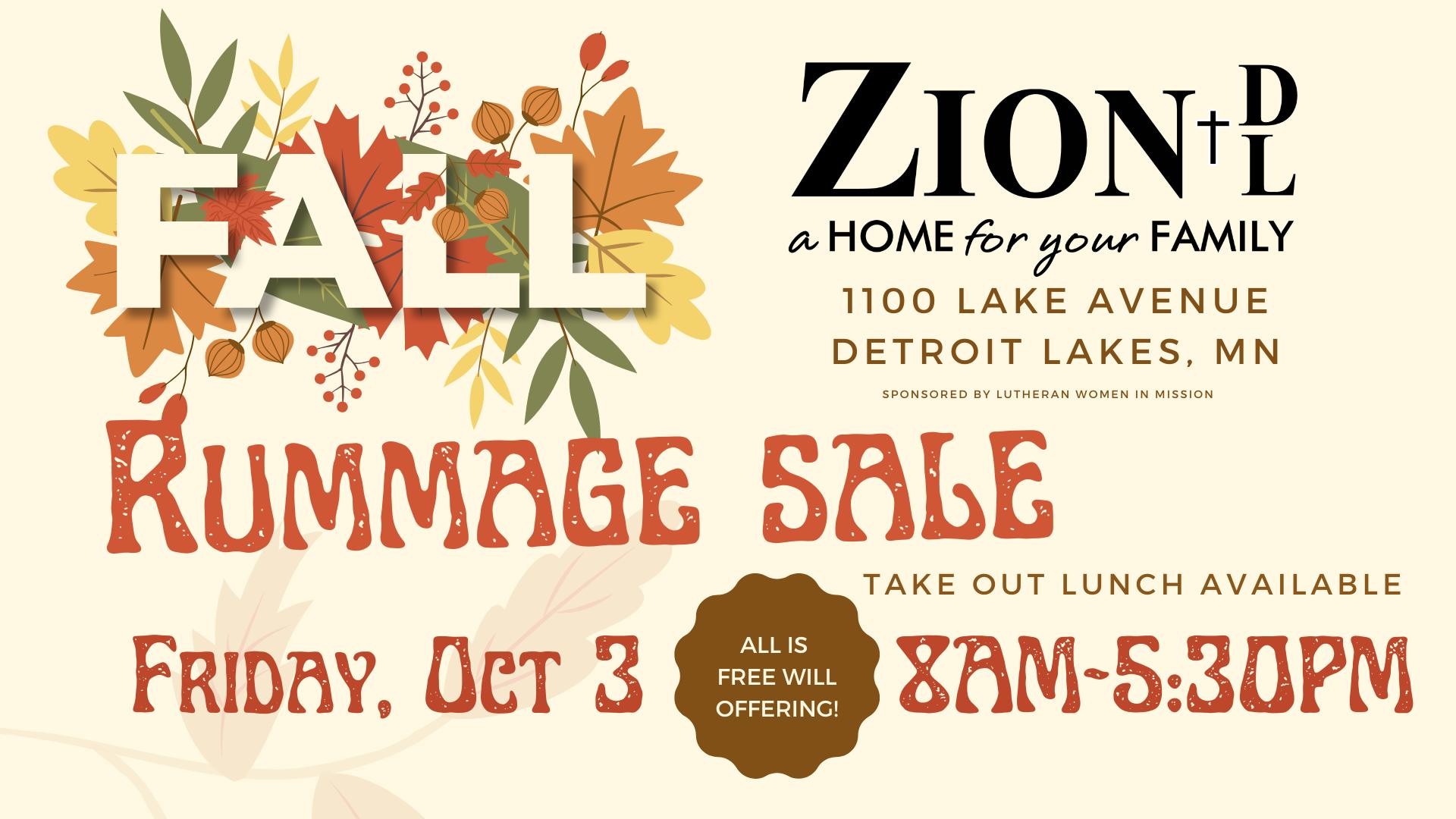 Zion Fall Rummage Sale
