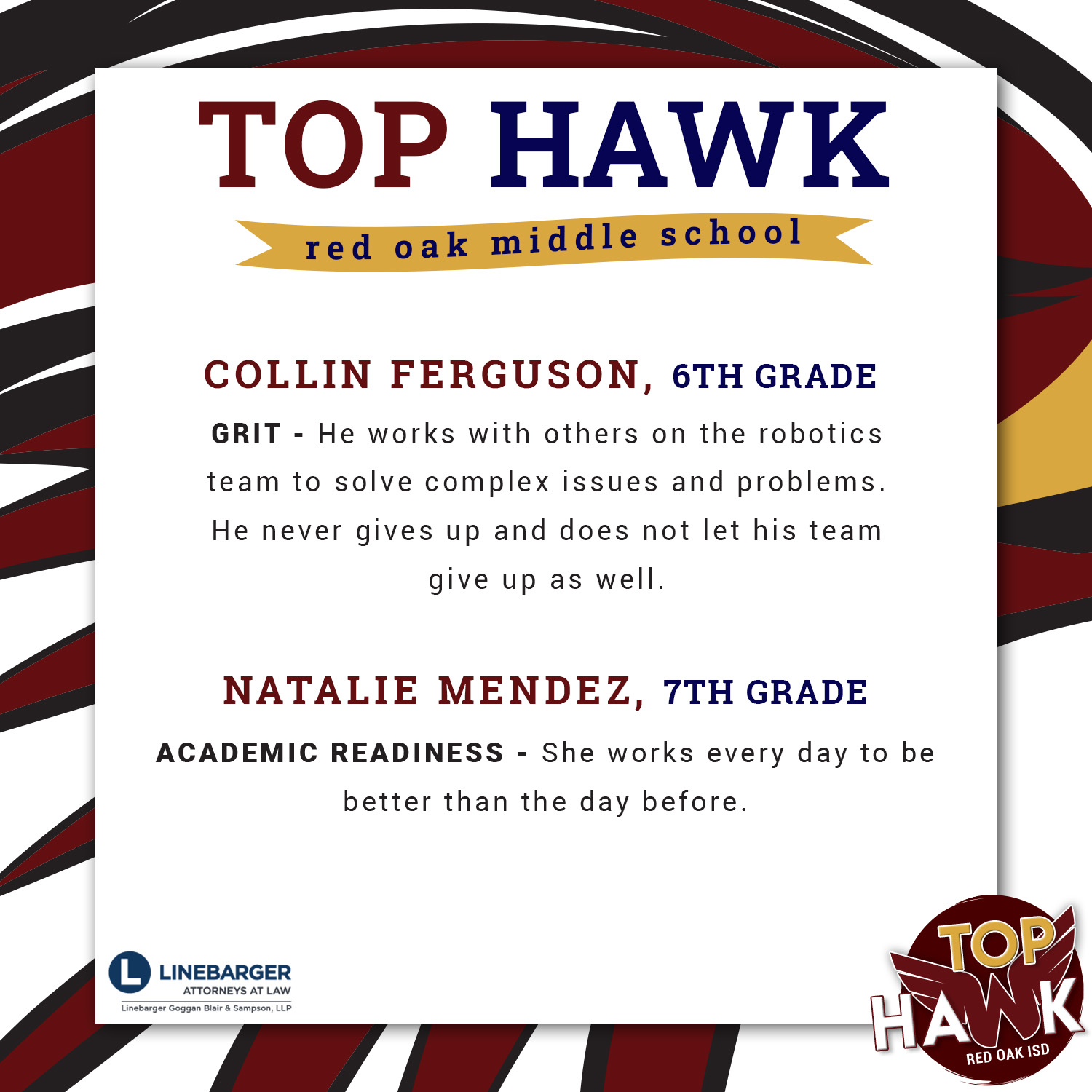 Red Oak ISD - Rise up and be a Top Hawk! Each grading... | Facebook