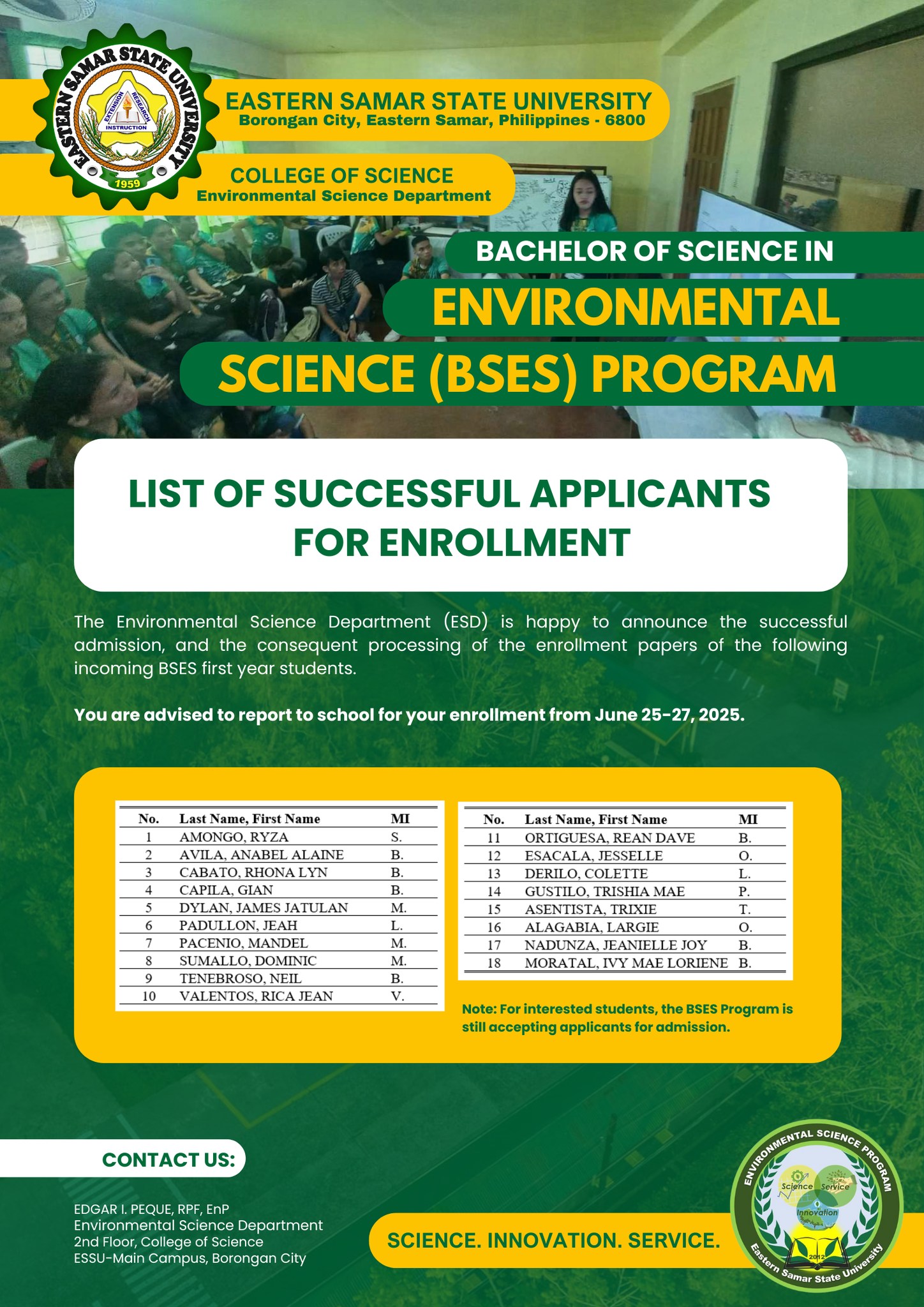 Environmental Science Students Organization - ESSU Borongan - To our ...