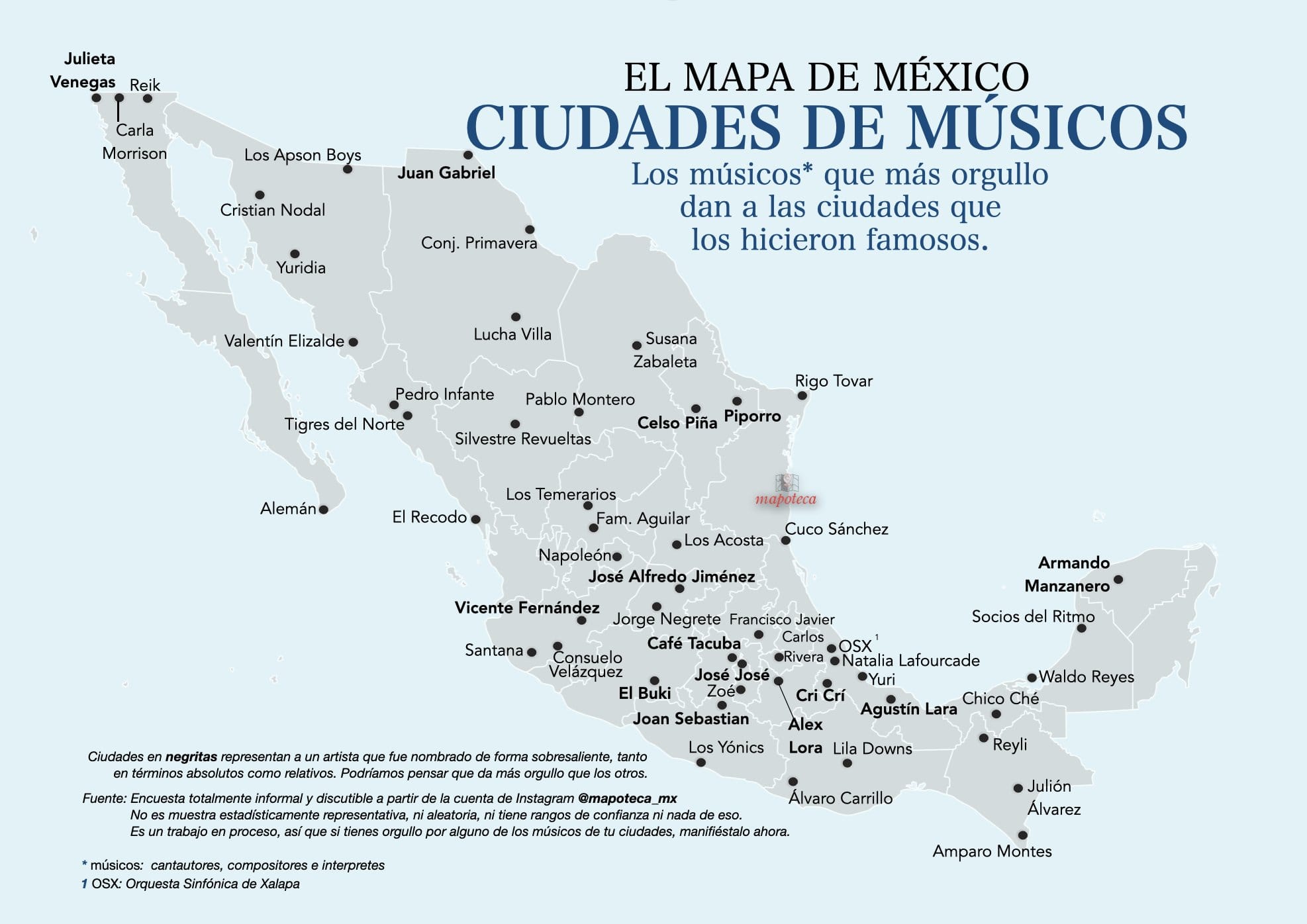 Este es un #mapa musical 🎤 de México 🇲🇽 con base en una encuesta nada ...