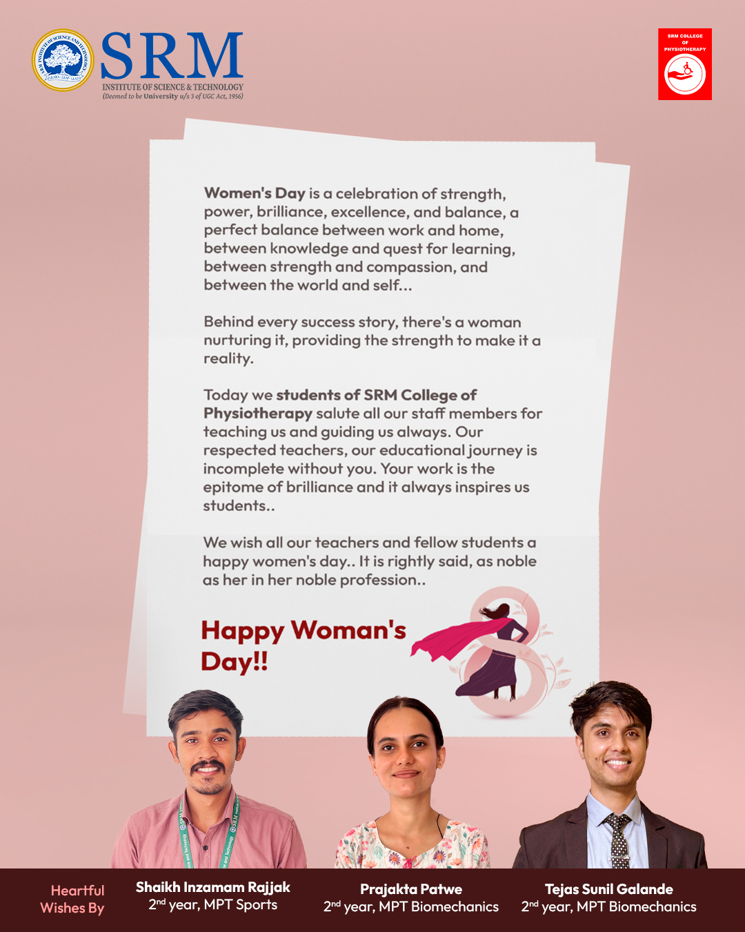 SRM - Students Message | SRMCPT A heartfelt message from SRM Physio ...