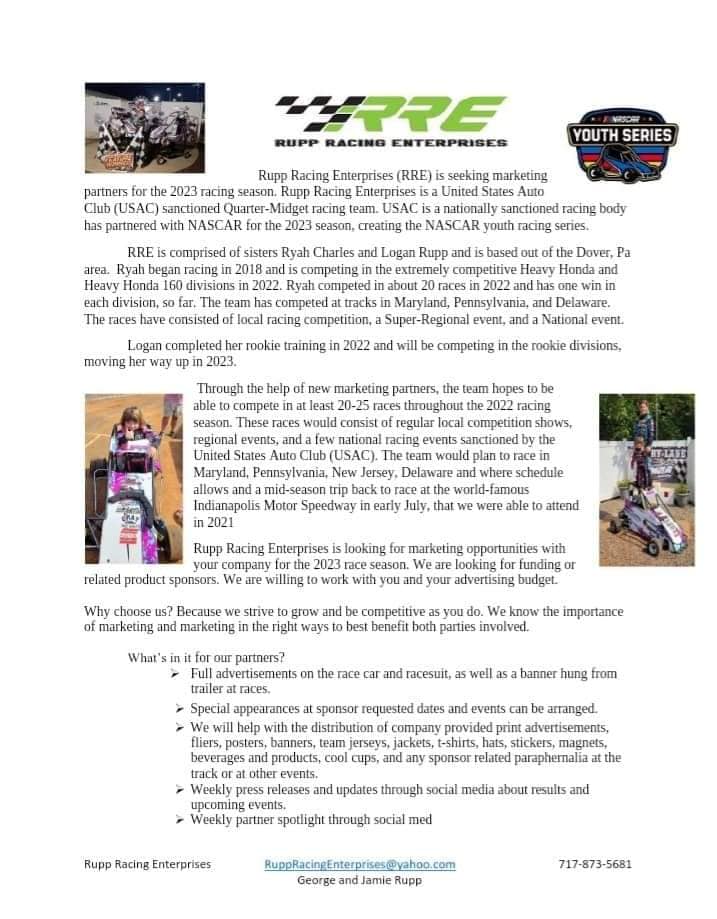 We have a few spots left that... - Rupp Racing Enterprises | Facebook