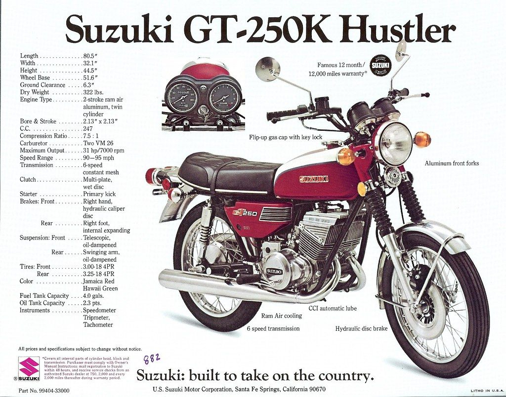 Suzuki GT250 Hustler brochure. Still being marketed in the USA as