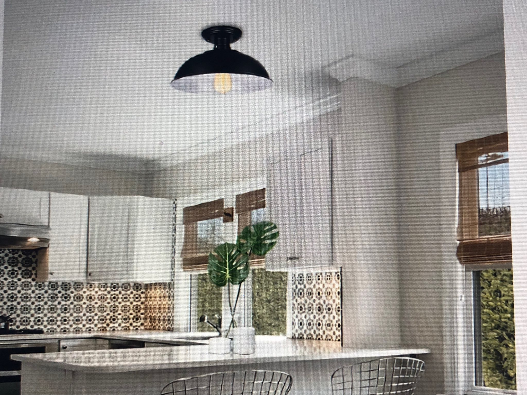 Feanron Farmhouse 2-Light Black Flush Mount Ceiling Light – Industrial Cage Design, Includes LED Bulbs, 2 Pack