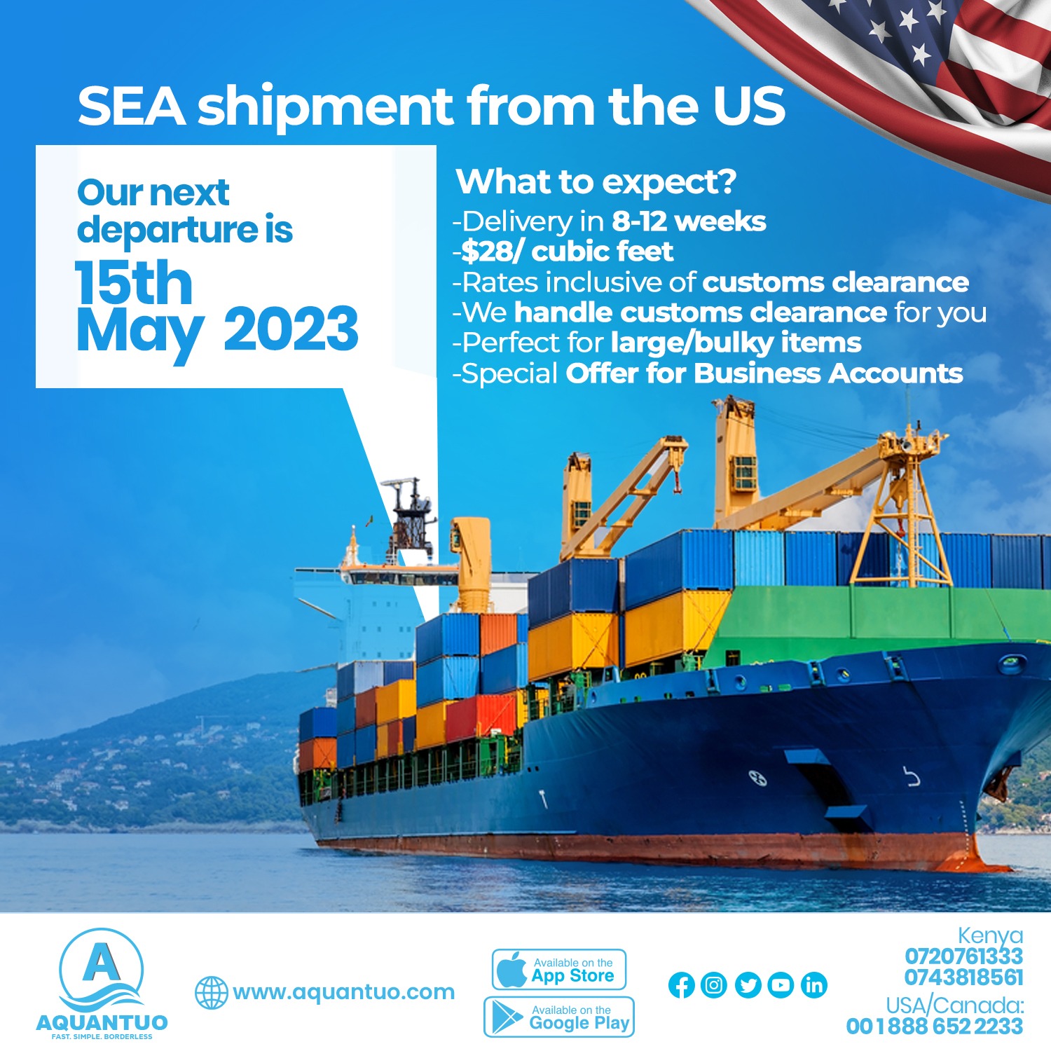Aquantuo Kenya - SEA shipment from US is Loading. Contact... | Facebook