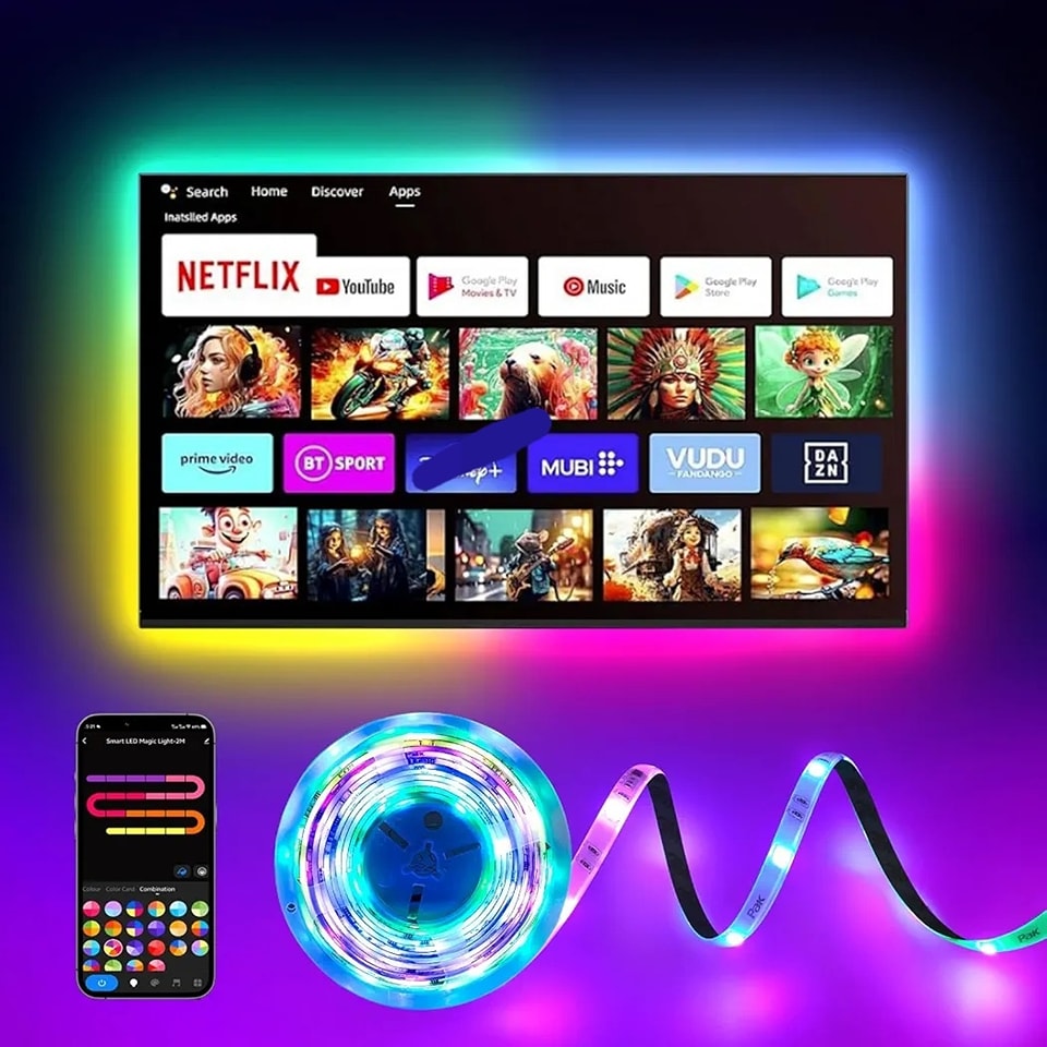 JIAMEI 49.21FT RGB Neon Rope Lights - App & Remote Control, Music Sync, IP67 Waterproof, Cuttable LED Strip For Bedroom, Gaming Room, Parties