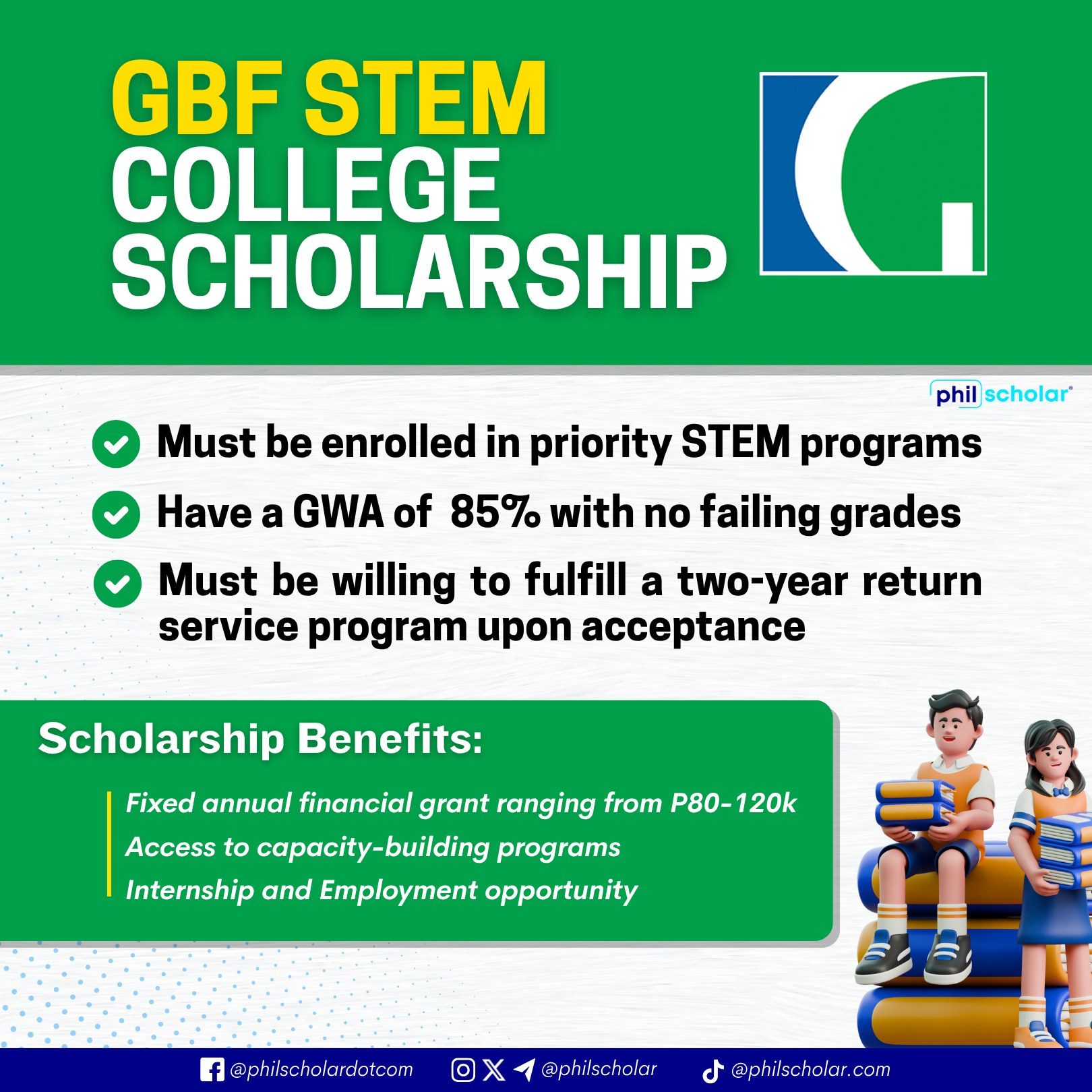 Philippine - Gokongwei Brothers STEM College Scholarship📝 For details ...