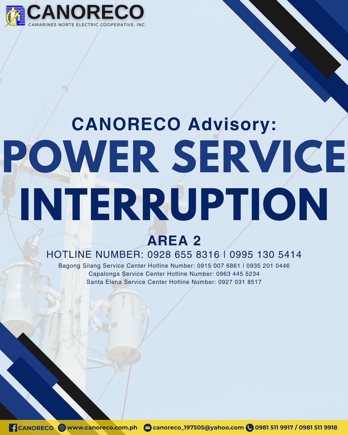 CANORECO - CANORECO Advisory: Ang nararanasang biglaang pagkawala ng ...