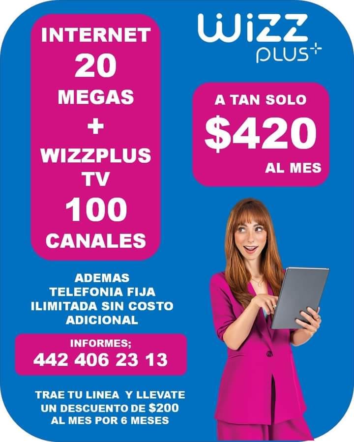 IZZI QRO - 🟡🟢🔵🟣WIZZ PLUS TE OFRECE INTERNET 20 MEGAS...