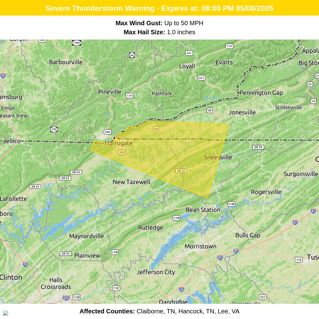 FirstWARN - Weather Alert: Severe Thunderstorm Warning for Claiborne ...