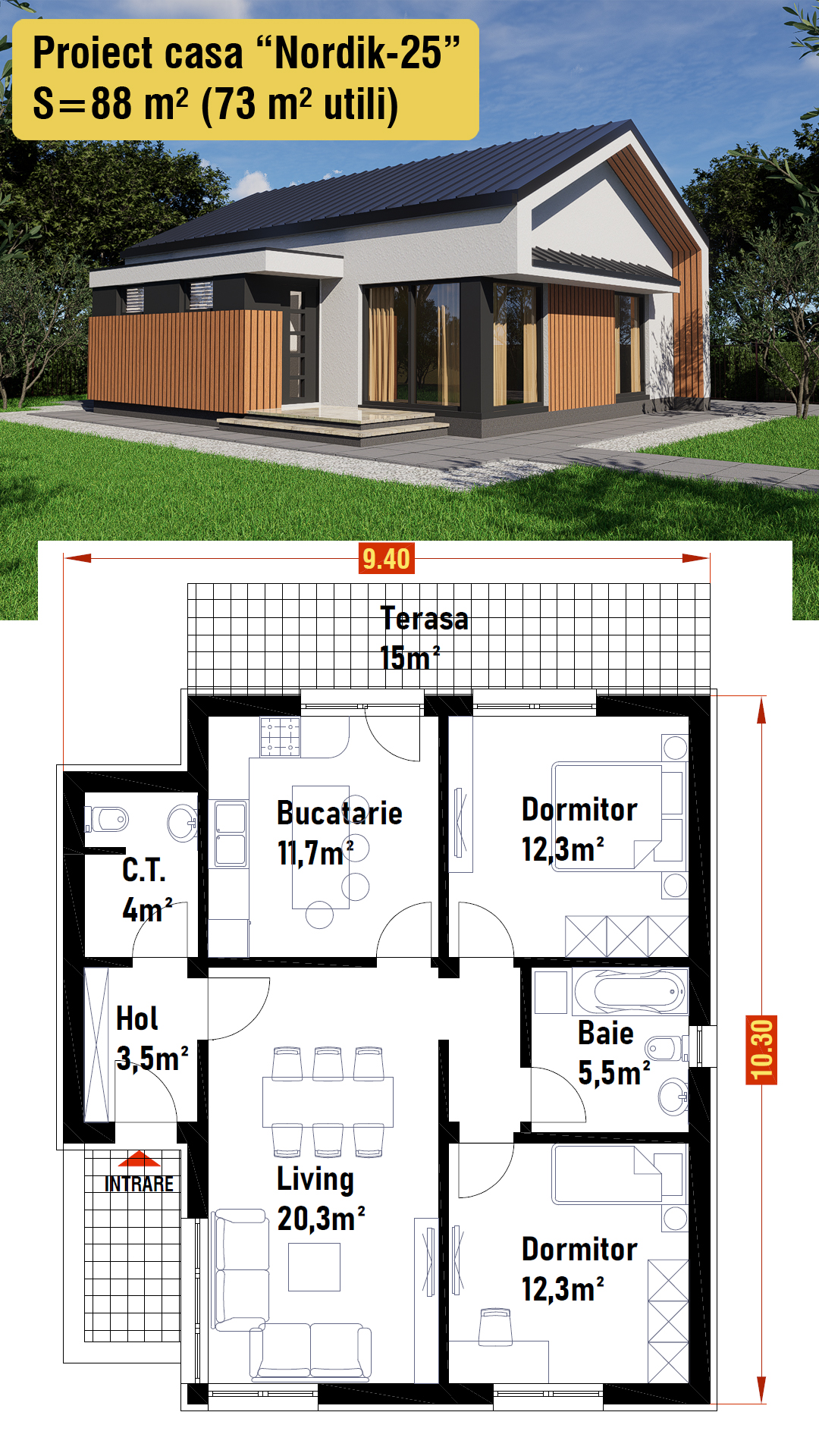 Proiecte case - Proiectul casei Nordik. 🏠 Suprafata utila... | Facebook