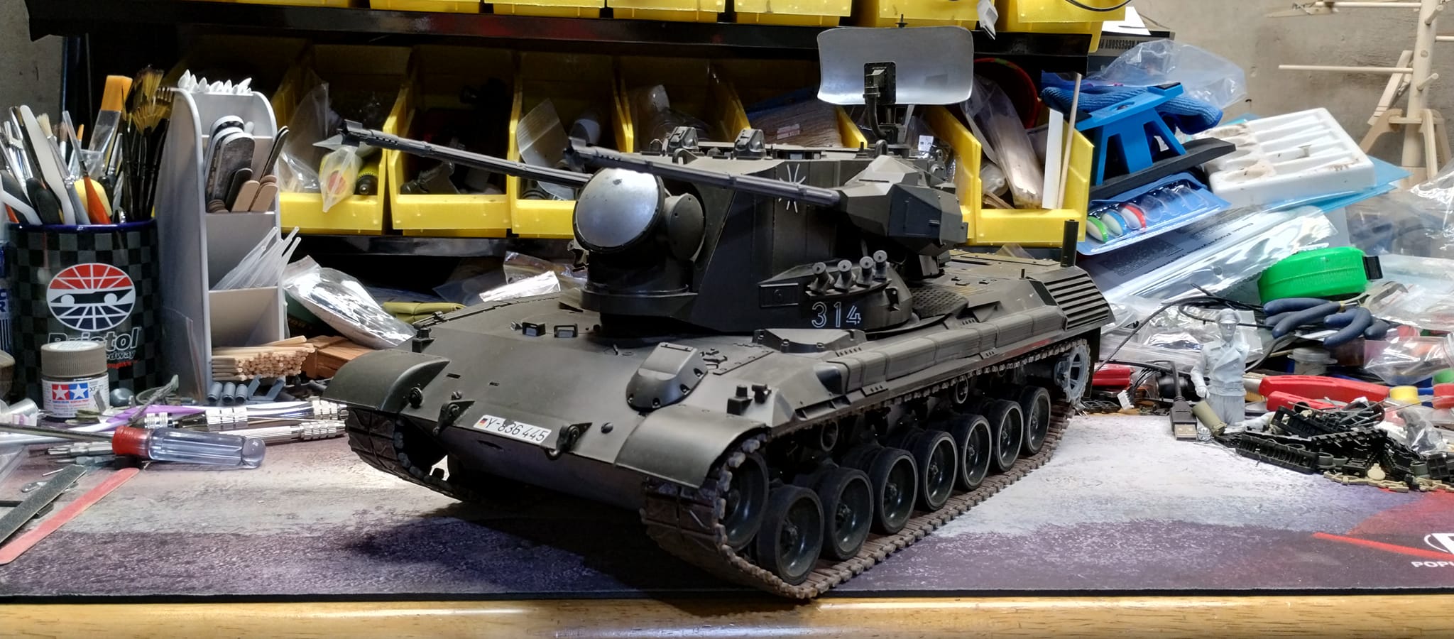 Upgraded 1980 Tamiya 1:16 scale Flakpanzer Gepard tank model