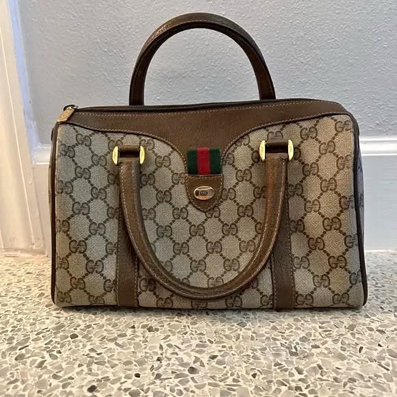 Gucci Vintage 1980’s Brown Monogram Canvas Boston Bag - Women's ...