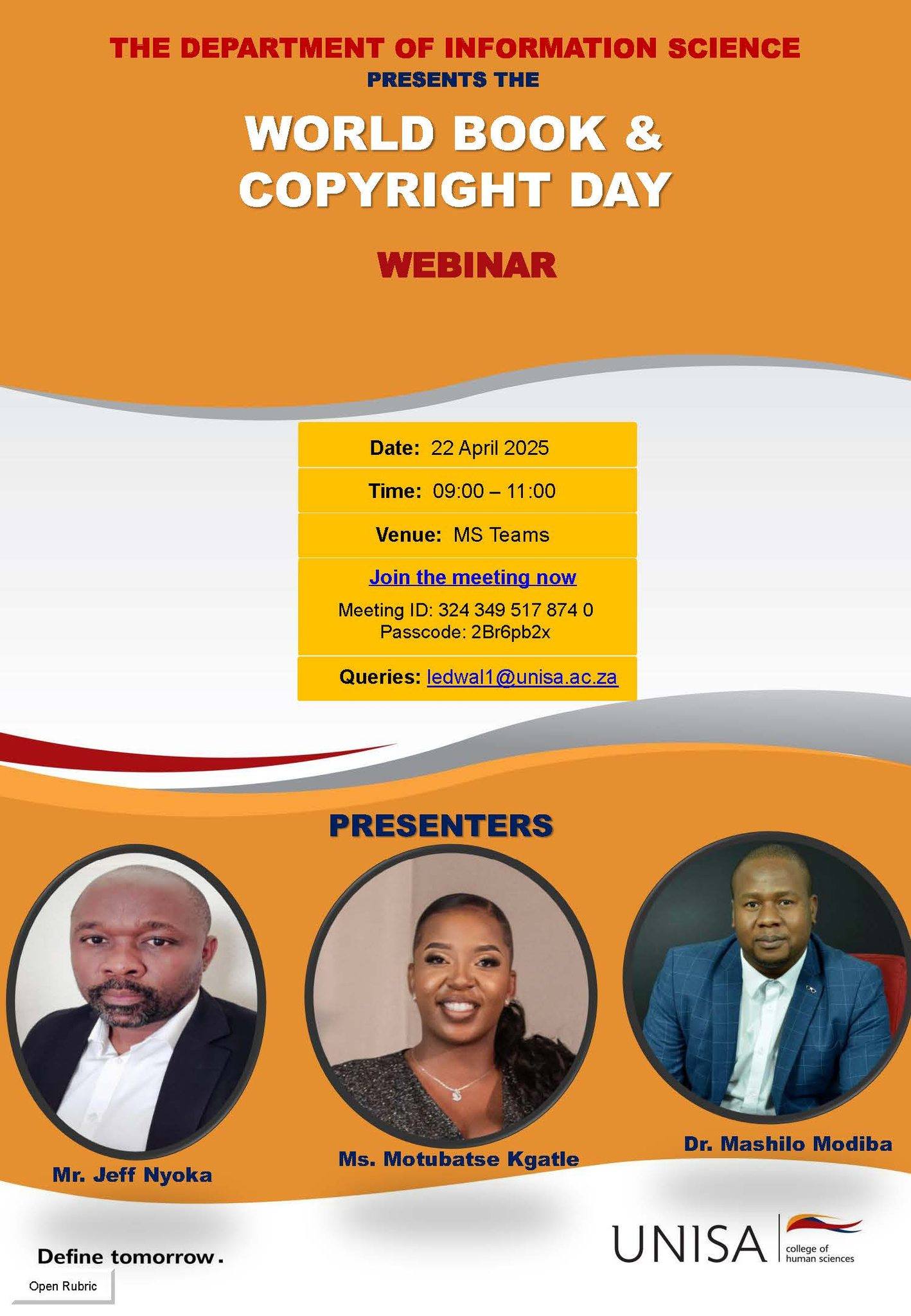 Mashilo - As self published author of 2 books, i will be speaking here ...