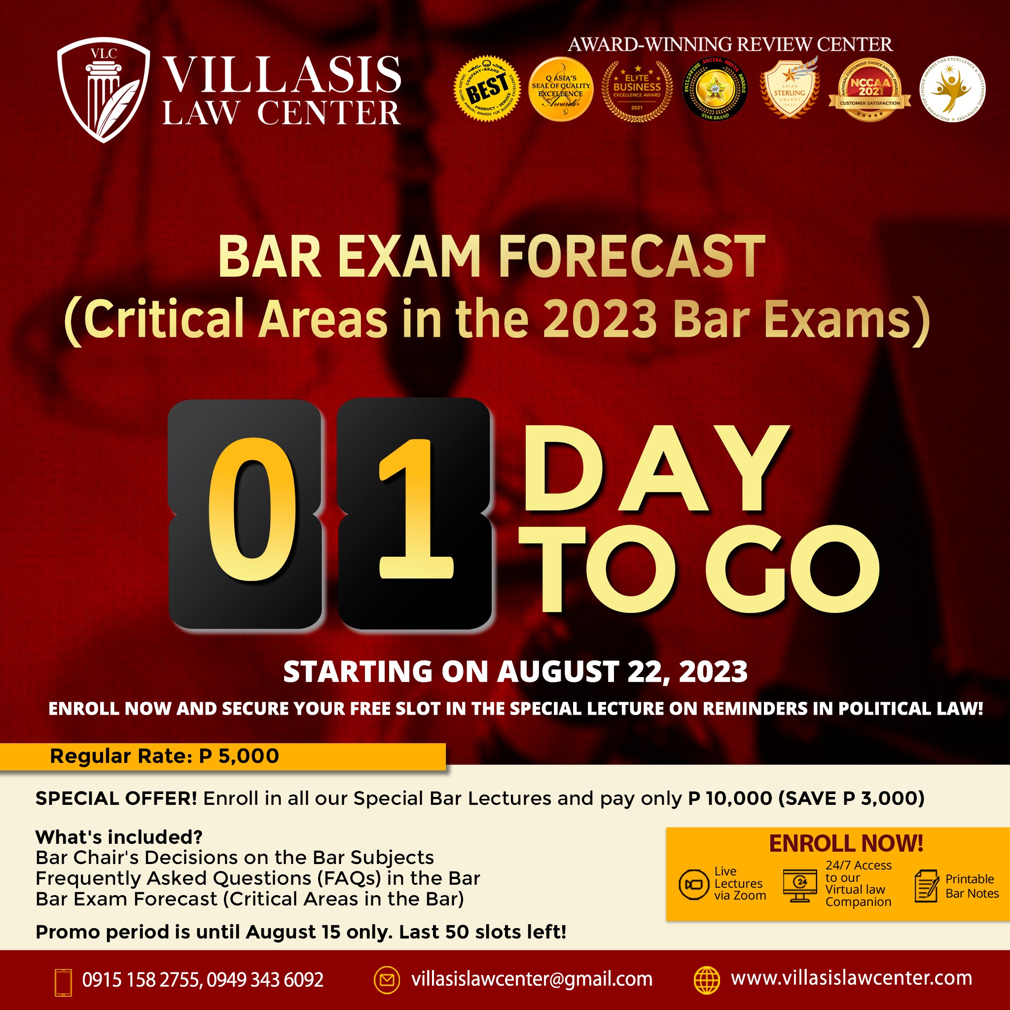 Training - 📣 Only 1 Day Left! Get Ready for the 2023 Bar Exam with Our Comprehensive Bar Exam ...