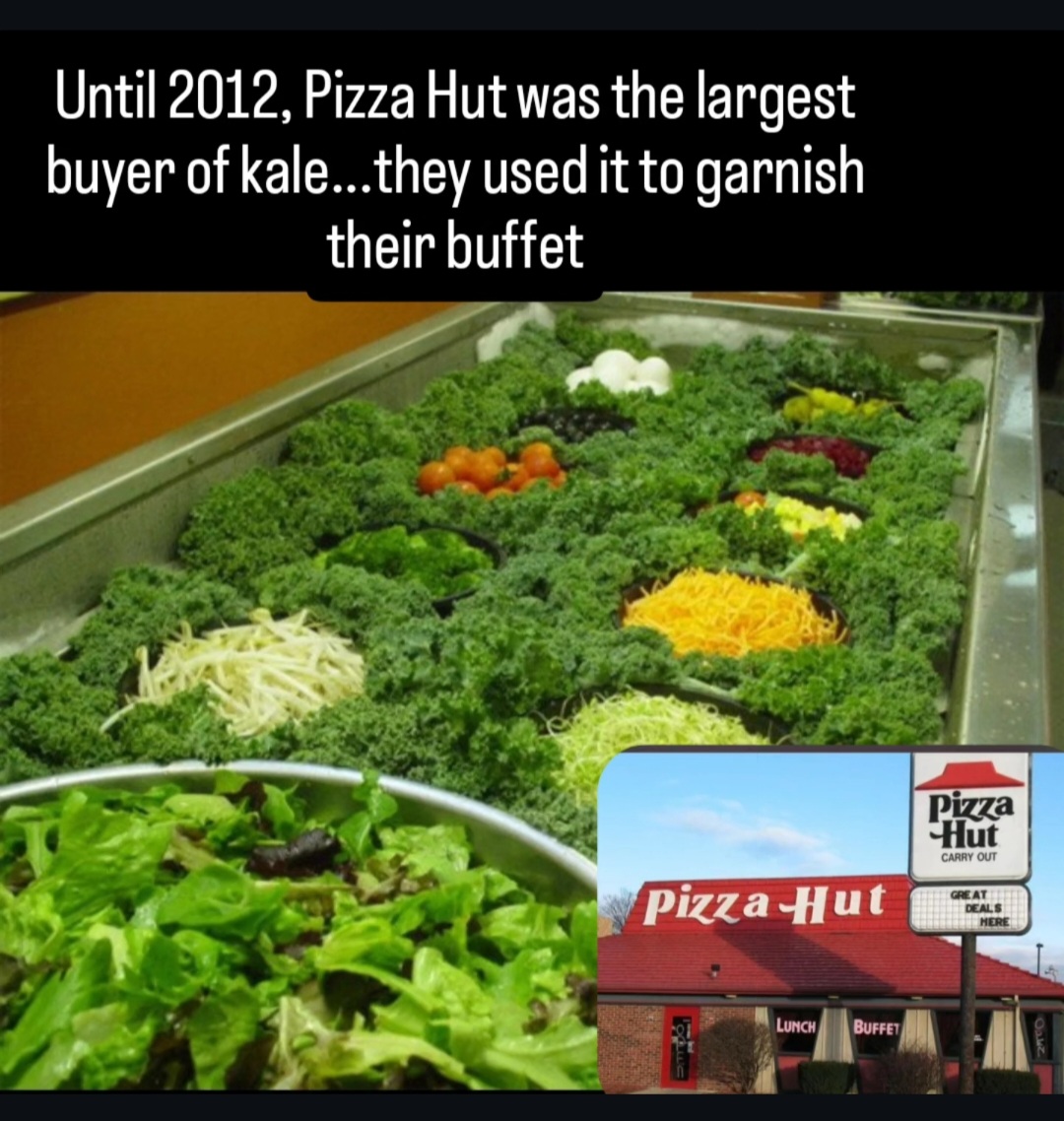 Greasy - The kale industry must've went under after Pizza Hut got rid ...