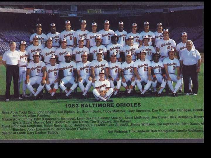 Orioles celebrate winning the 1983 World Series. Their 3rd and