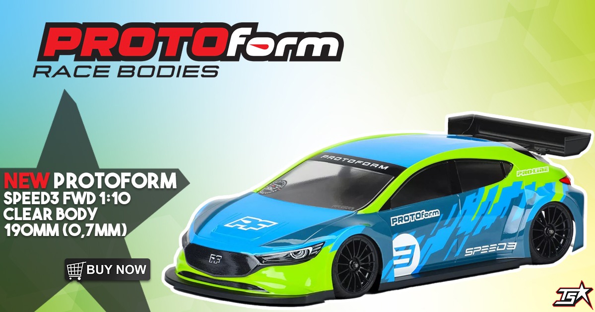 🔵 NEW IN 🔵 ▫Protoform Speed3 FWD 1:10 Clear Body 190mm (0,7mm