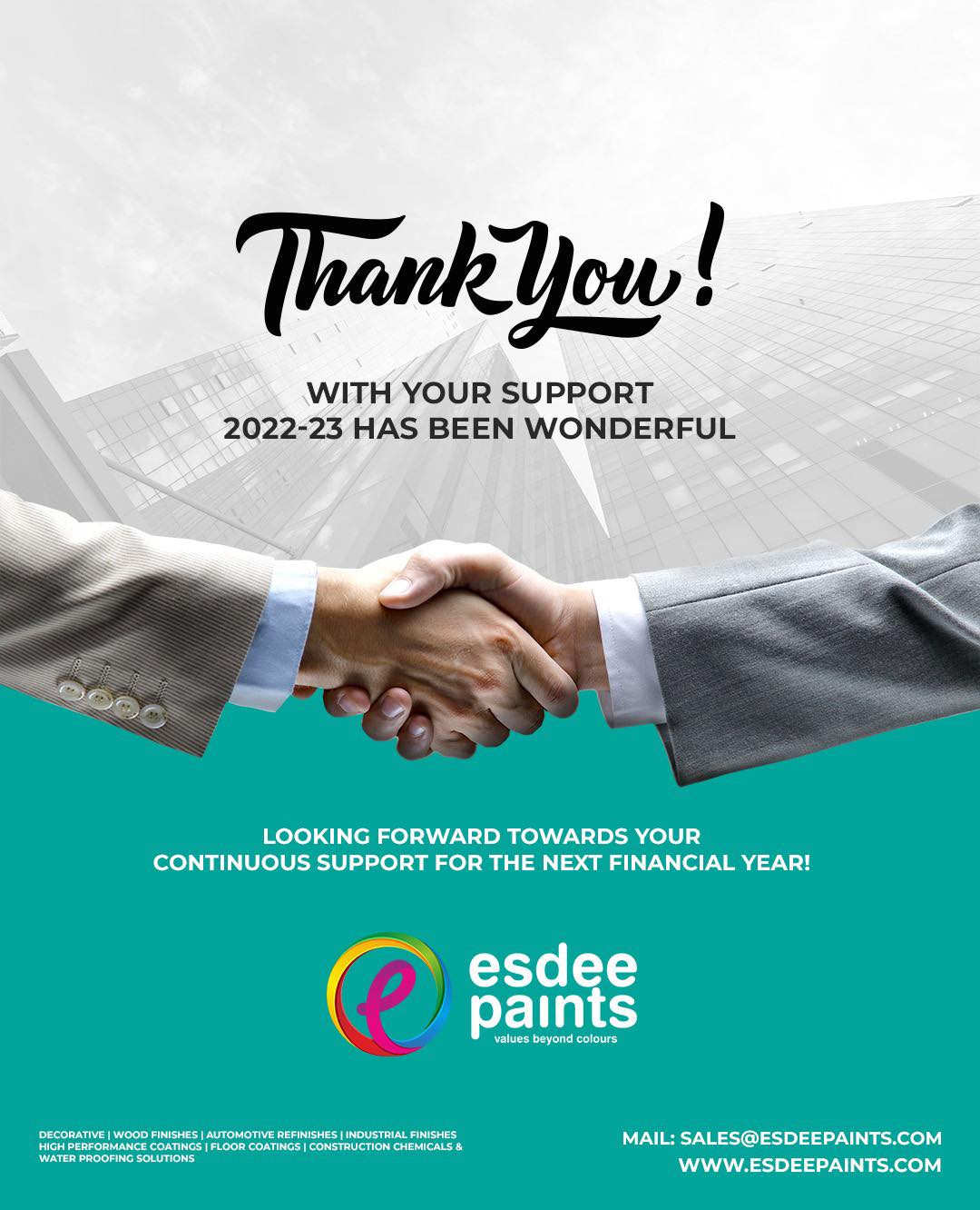 Esdee Paints - Greetings of New Financial Year! Thank you for your ...